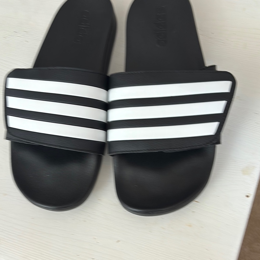 New Adidas Adilette Stripe Comfort Slides